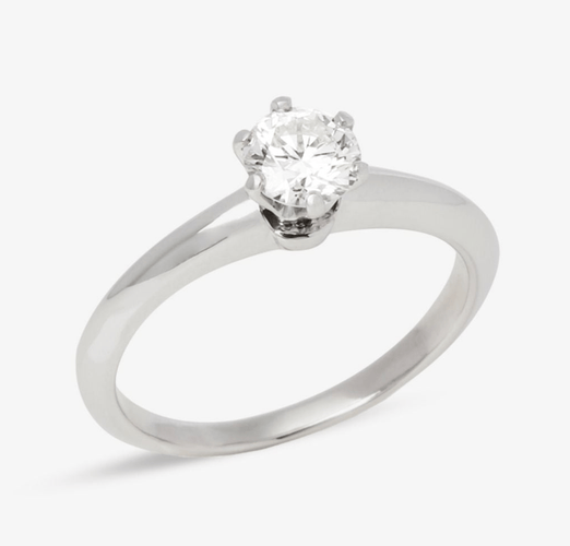 Bague 47.5 Tiffany & Co - Bague solitaire en platine et diamant 58 Facettes Tiffany setting 0.27