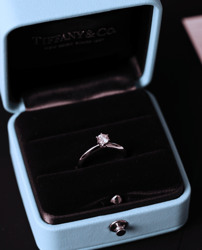 Bague 47.5 Tiffany & Co - Bague solitaire en platine et diamant 58 Facettes Tiffany setting 0.27