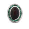 Bague 54 Bague ovale en platine avec opale cabochon et émeraudes 58 Facettes AN519 (00029)