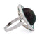 Bague 54 Bague ovale en platine avec opale cabochon et émeraudes 58 Facettes AN519 (00029)