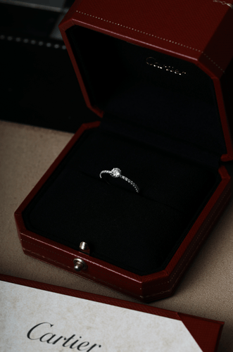 Bague 49 Cartier Étincelle - Bague solitaire en platine et diamants 58 Facettes Cartier étincelle 0.20