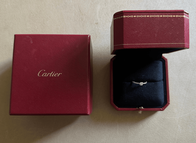 Bague 49 Cartier Étincelle - Bague solitaire en platine et diamants 58 Facettes Cartier étincelle 0.20