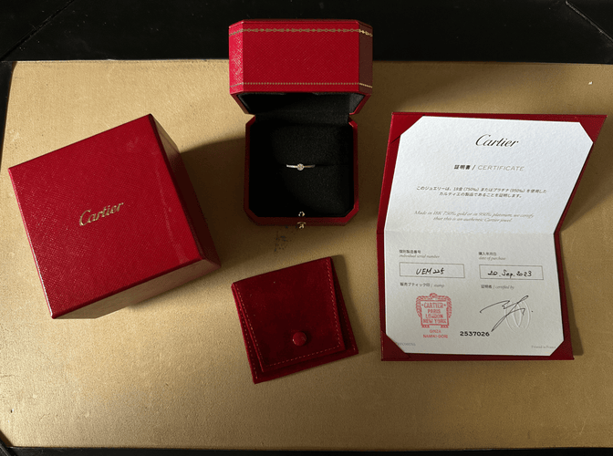 Bague 49 Cartier Étincelle - Bague solitaire en platine et diamants 58 Facettes Cartier étincelle 0.20