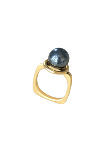 Bague 51 Dinh Van - Bague Boule Spirale en or jaune et hématite 58 Facettes