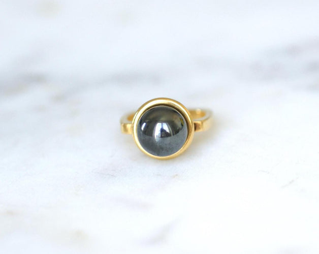 Bague 51 Dinh Van - Bague Boule Spirale en or jaune et hématite 58 Facettes
