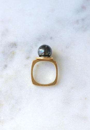Bague 51 Dinh Van - Bague Boule Spirale en or jaune et hématite 58 Facettes