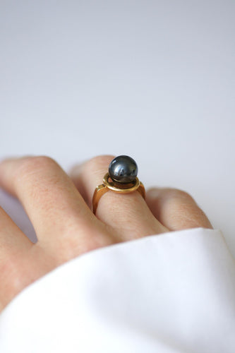 Bague 51 Dinh Van - Bague Boule Spirale en or jaune et hématite 58 Facettes