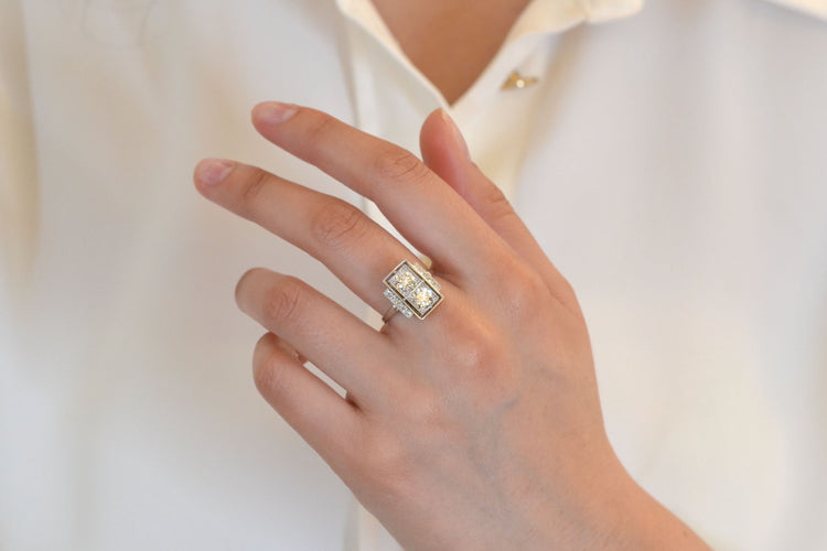 Bague 54 Bague vintage style Art déco en platine et diamants 58 Facettes 26483-26556