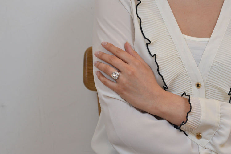 Bague 54 Bague vintage style Art déco en platine et diamants 58 Facettes 26483-26556