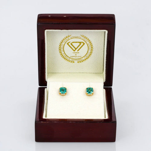 Boucles d'oreilles Boucles d'oreilles en or jaune 14 ct, émeraudes et diamants 58 Facettes E0057