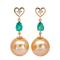 Golden Hearts - Boucles d'oreilles en or jaune, émeraudes, perles et diamants