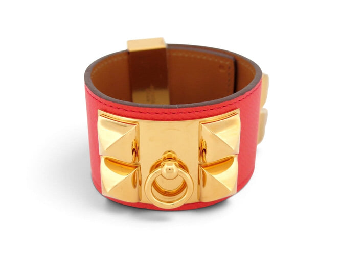 Bracelet Hermès Collier de Chien Médor - Bracelet en cuir Epsom rose 58 Facettes 276893