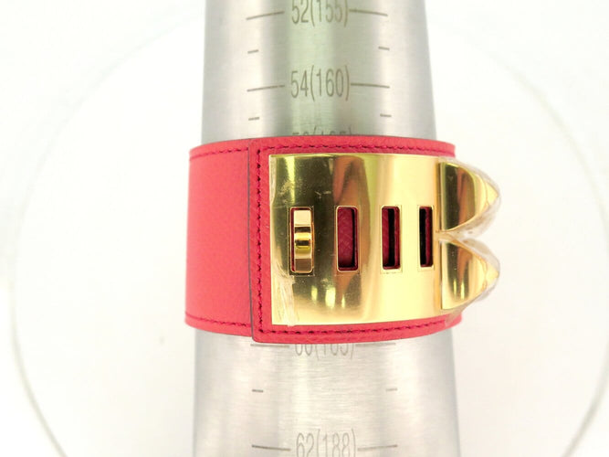 Bracelet Hermès Collier de Chien Médor - Bracelet en cuir Epsom rose 58 Facettes 276893