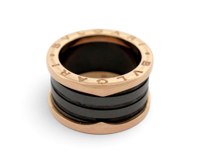 Bague 52 Bulgari B.zero1 - Bague en or rose 18k et céramique noire 58 Facettes 276699