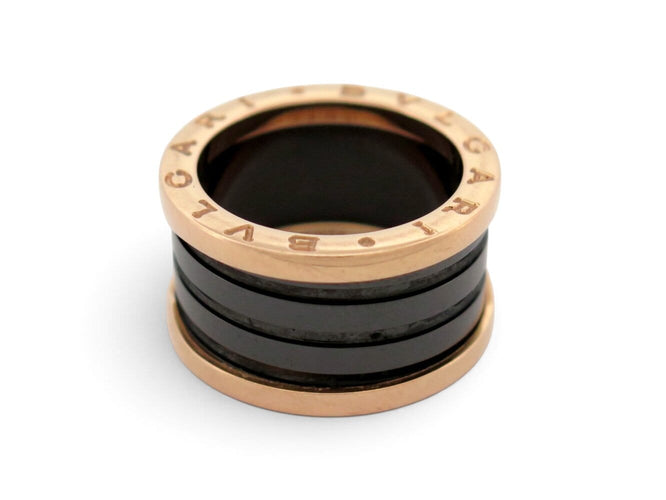 Bague 52 Bulgari B.zero1 - Bague en or rose 18k et céramique noire 58 Facettes 276699