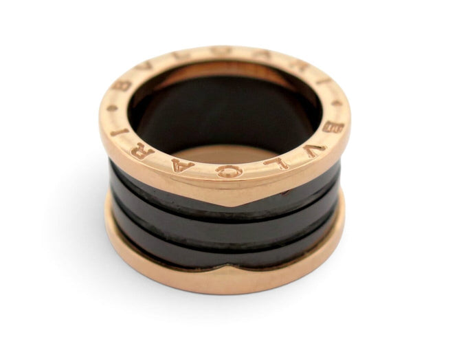 Bague 52 Bulgari B.zero1 - Bague en or rose 18k et céramique noire 58 Facettes 276699