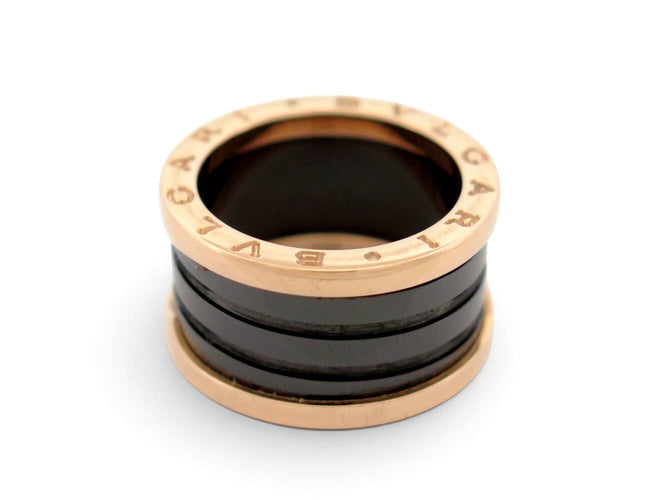 Bague 52 Bulgari B.zero1 - Bague en or rose 18k et céramique noire 58 Facettes 276699