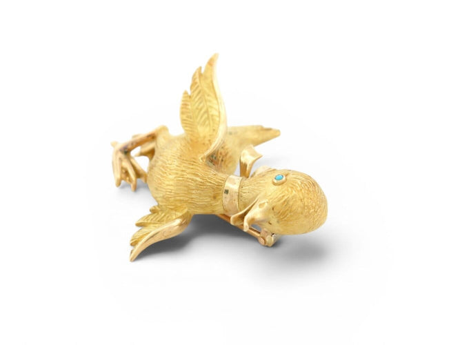 Broche Boucheron - Broche canard en or jaune 18k, turquoise et diamants 58 Facettes 276293