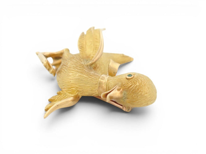 Broche Boucheron - Broche canard en or jaune 18K, émeraude et diamants 58 Facettes 276292