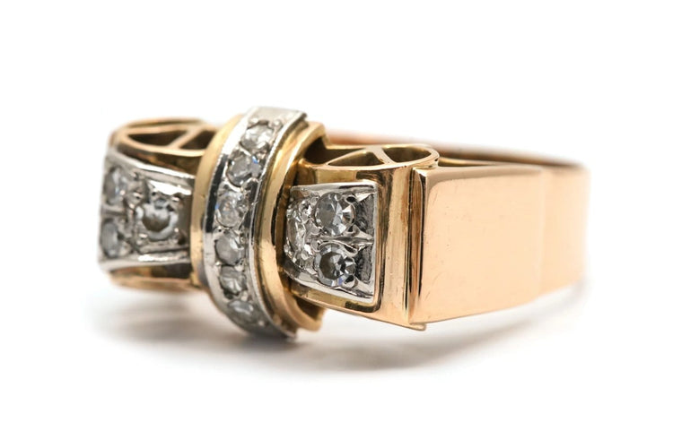 Bague 60 Art déco - Bague en or jaune 18 carats et diamants 8/8 58 Facettes 24100