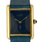 Montre Cartier Tank Must - Montre en argent plaqué or cadran bleu 58 Facettes A1249