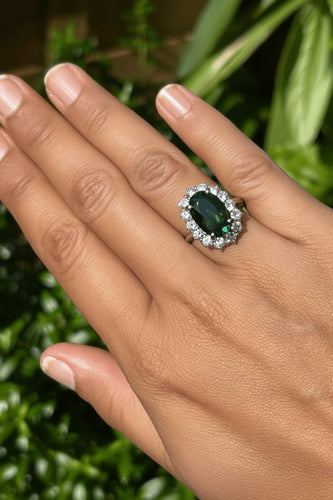 Bague 50 Bague cocktail en platine, tourmaline verdélite 4,60 ct et diamants 58 Facettes ANELLO TORMALINA VERDEITE