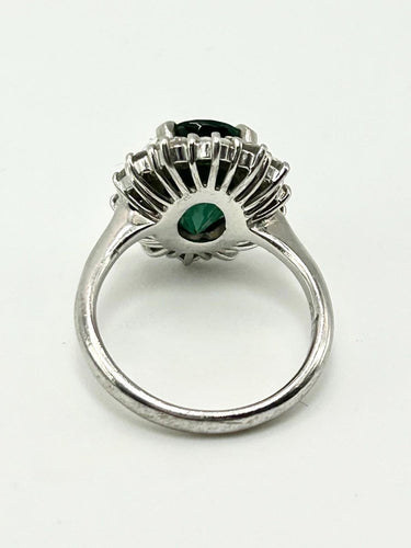 Bague 50 Bague cocktail en platine, tourmaline verdélite 4,60 ct et diamants 58 Facettes ANELLO TORMALINA VERDEITE