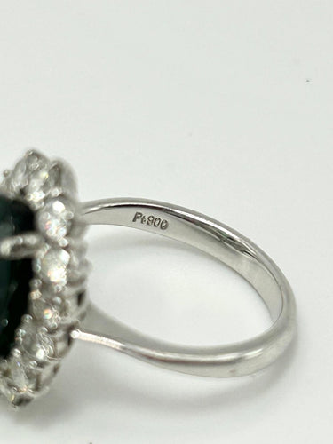 Bague 50 Bague cocktail en platine, tourmaline verdélite 4,60 ct et diamants 58 Facettes ANELLO TORMALINA VERDEITE