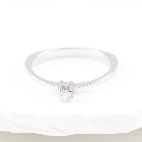Bague 55 Solitaire - Bague en or blanc et diamant 0,05 ct 58 Facettes 159/24N