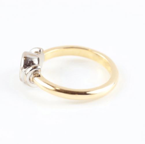 Bague 54 Bague solitaire bicolore en or jaune et blanc 18K et diamant 58 Facettes 159/24F