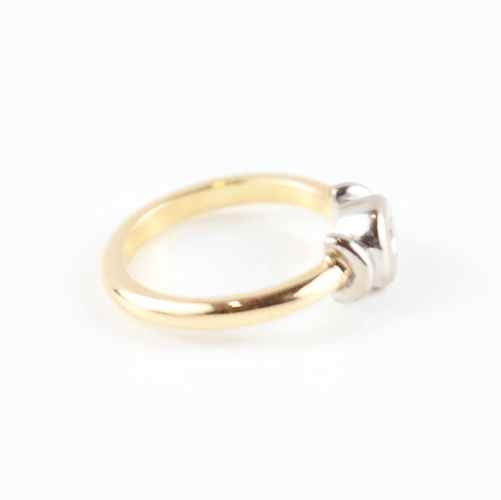 Bague 54 Bague solitaire bicolore en or jaune et blanc 18K et diamant 58 Facettes 159/24F
