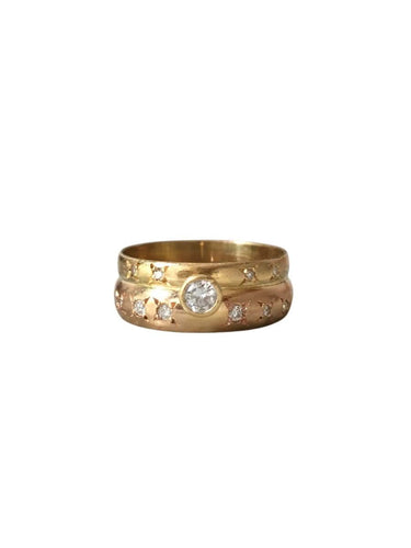 Bague 57 Bague en or jaune et or rose 18K avec diamants 58 Facettes 287