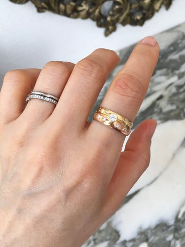 Bague 57 Bague en or jaune et or rose 18K avec diamants 58 Facettes 287