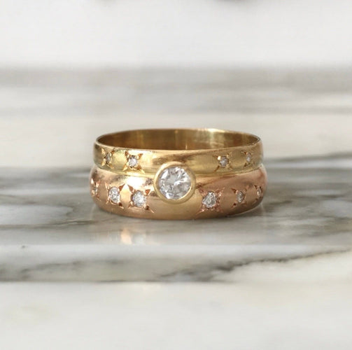Bague 57 Bague en or jaune et or rose 18K avec diamants 58 Facettes 287