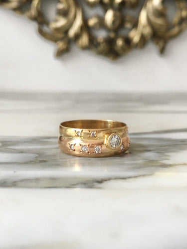 Bague 57 Bague en or jaune et or rose 18K avec diamants 58 Facettes 287