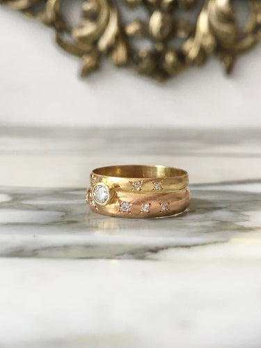 Bague 57 Bague en or jaune et or rose 18K avec diamants 58 Facettes 287