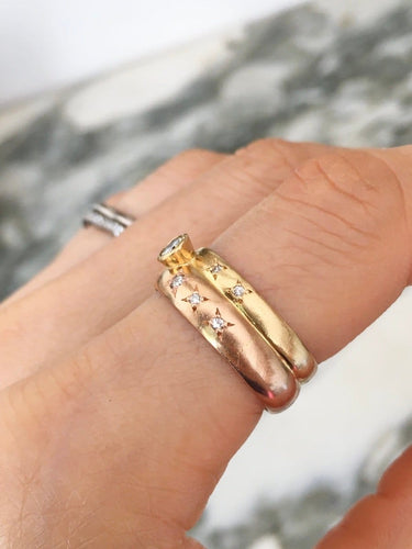 Bague 57 Bague en or jaune et or rose 18K avec diamants 58 Facettes 287
