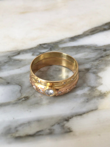 Bague 57 Bague en or jaune et or rose 18K avec diamants 58 Facettes 287