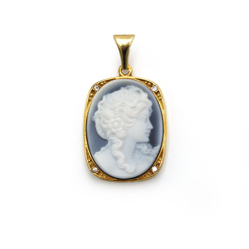 Pendentif Pendentif camée onyx en or jaune et diamants 58 Facettes 260249R