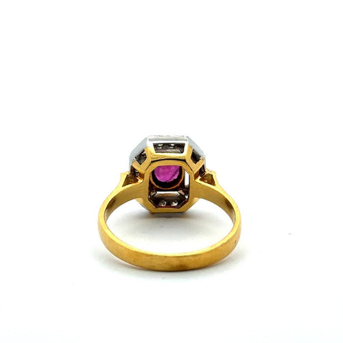 Bague 57 Art déco - Bague cocktail en or jaune 750, rubis et diamants 58 Facettes 50521