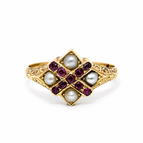 Bague 55 Bague vintage en or jaune, perles et rubis 58 Facettes 50522