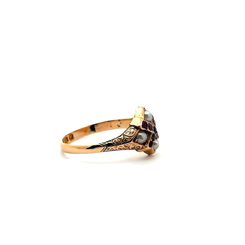 Bague 55 Bague vintage en or jaune, perles et rubis 58 Facettes 50522