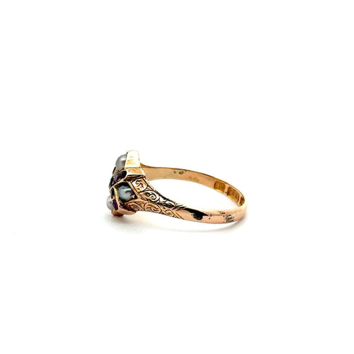 Bague 55 Bague vintage en or jaune, perles et rubis 58 Facettes 50522