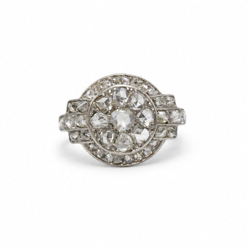 Bague 53 Art déco - Bague en platine et diamants taille rose 58 Facettes 144