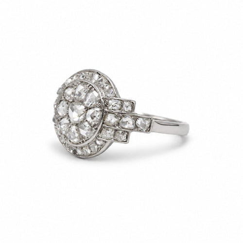 Bague 53 Art déco - Bague en platine et diamants taille rose 58 Facettes 144