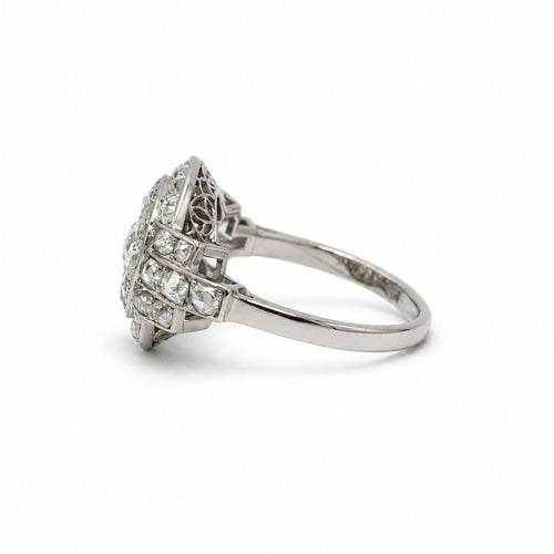 Bague 53 Art déco - Bague en platine et diamants taille rose 58 Facettes 144