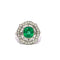 Bague 57 Bague cocktail en platine, émeraude de Colombie et diamants 58 Facettes 50524