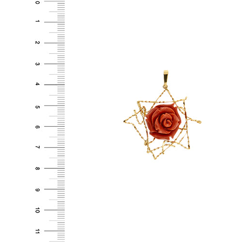 Pendentif Pendentif - Rose en corail en or jaune 18 ct 58 Facettes 37431