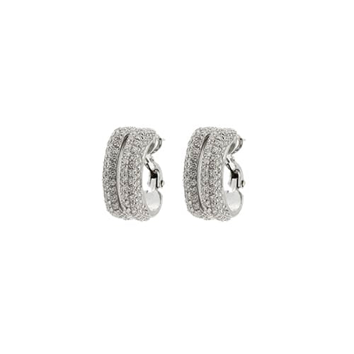 Boucles d'oreilles Boucles d’oreilles - Demi-créoles en or blanc 18 ct et diamants 58 Facettes 37833