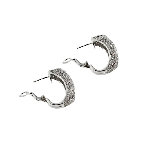 Boucles d'oreilles Boucles d’oreilles - Demi-créoles en or blanc 18 ct et diamants 58 Facettes 37833